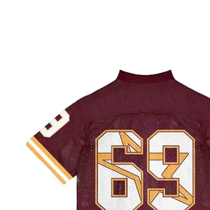 Maillot de football américain unisexe bordeaux en mesh, numéro 69, impression sublimée, respirant, manches courtes, coupe classique, adulte, lettres sur le devant - Product Image 4