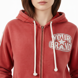 <b>Red</b> Hooded Tracksuit Set Rhinestone Stripes <b>Glitter</b> Print Logo Unisex Casual Full Length Drawstring Closure Windproof - Product Image 2