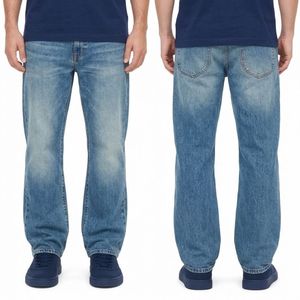 Jeans Negros Rectos Personalizados para Hombre, 100% Algodón, Lavado Oscuro, Corte Regular, Cintura Media, Pantalones Vaqueros Casuales para Uso Diario - Product Image 4