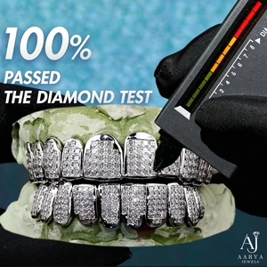 Grillz dentaires personnalisés en moissanite, ensemble complet, plaqué argent, style hip-hop pour hommes et unisexe - Product Image 3