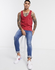 Men's <b>Red</b> Solid Color Cotton Tank <b>Top</b> O-Neck Casual Sleeveless <b>Vest</b> Slim Fit Knitted Plain Dyed Style - Product Image 3