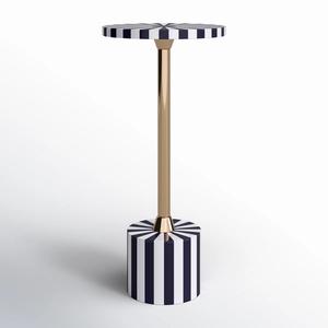 Table d'appoint ronde sculpturale avec colonne perlée artistique, base surélevée et plateau de présentation surélevé pour espaces modernes - Product Image 6