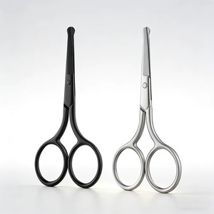 1 pièce Ciseaux de sécurité pour poils du nez, tête ronde noire, finition miroir argenté, en acier inoxydable neutre, outil de coupe de précision pour les oreilles - Product Image 6