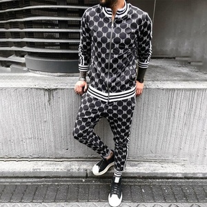 Bulk Supply Men's Urban Front Zipper Enclosure Track Suit With Ribbed Hem & Cuff Zip <b>Up</b> Printed Fabric Sublimated Sweat Suit Set - Product Image 2