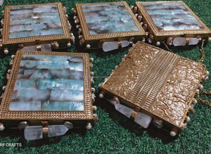 Nuevos bolsos de mano de moda vintage bohemios de RF Crafts, embragues de ágata de Metal con estilo para mujer - Product Image 3