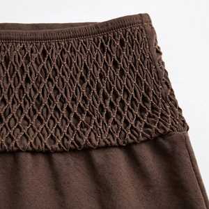 Ensemble de yoga 2 pièces pour femme, haut court vert menthe, pantalon évasé à taille en maille marron - Product Image 4