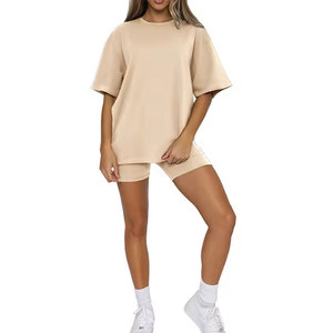 Ensemble T-shirt à manches courtes et col rond pour homme, coupe oversize, décontracté, respirant, 100 % coton tricoté, écologique, 320 g, finition lavée - Product Image 3