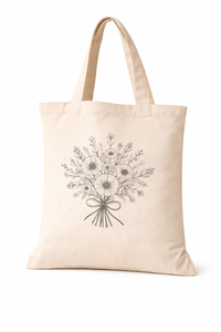 Bolsa de Mano Ecológica de Lona de Algodón con Estampado Floral Negro, Reutilizable para Compras - Product Image 4