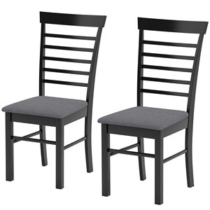 Set di 2 sedie da pranzo moderne in stile farmhouse, imbottite, con struttura in legno di gomma (nero e grigio) - Product Image 1