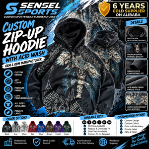 SENSEL SPORTS Sudadera deportiva de hip-hop para hombre, con estampado Y2K, 100% algodón, forro polar de invierno, corte regular, con cremallera - Product Image 1