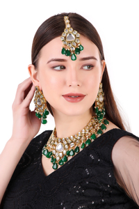 Trendy Women's Brass Gold Plated Imitation <b>Pearl</b> Zircon Bridal Necklace <b>Set</b> Matching Earrings Engagement Wedding Anniversary - Product Image 2