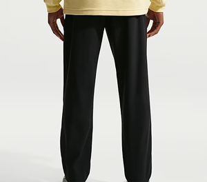Men's <b>Black</b> Straight Leg Casual Pants Elastic Waist Breathable Polyester <b>Trousers</b> Autumn Wear - Product Image 1