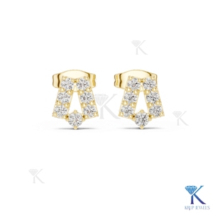 Lab Grown Diamond Initial Letter Luxury <b>Stud</b> Earrings Personalized 18K Solid Gold Brilliant Cut Classic Fine Women Jewelry - Product Image 4