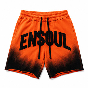 Pantalones Cortos Casuales Personalizados OEM para Hombre, Estilo Vintage, Holgados, Degradados, de Algodón Tejido, Cintura Media, con Parche Bordado de Chenilla y Cordón Ajustable - Product Image 5