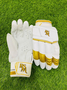 <b>Cricket</b> Batting Pads Leg Guards <b>White</b> Gold Royal Style Padded Leather Buckle Closure for Match Training 12+ Years - Product Image 5