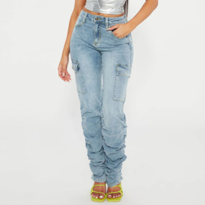 Jeans en coton pour femmes de haute qualité à bas prix, taille haute, sexy, extensibles, respirants, leggings skinny, logo personnalisé - Product Image 3