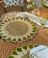 Tapis de protection de table à manger durable et élégant, set de table en raphia écologique, magnifique design tissé à la main