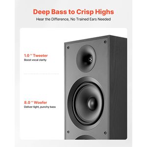 Altavoz de Torre de 2 Vías con Tweeter de 1 Pulgada y Dos Woofers de 8 Pulgadas, 600W de Potencia Máxima, 50Hz-20kHz, Instalación Integrada - Product Image 3