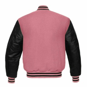 College Varsity Jackets Wholesale Zipper Closure <b>Men</b> Lather Letterman Wool Custom Jacket Geometric Stand Collar Hooded - Product Image 4