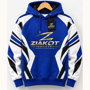 Sweat-shirt à capuche de football personnalisé blanc-noir, cousu sur mesure, vente en gros directe de l'industrie Ziakot - Product Image 1