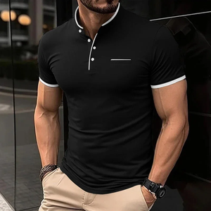 2026 New Men's Casual and Fashionable Solid Color Short Sleeved Stand Up <b>Collar</b> <b>T</b>-<b>shirt</b> Summer Versatile and Comfortable Top - Product Image 4