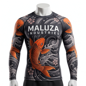 Rashguard BJJ à manches longues, design personnalisé, haute élasticité, vêtements de combat, sous-vêtement de compression pour la gym, maillot de sublimation - Product Image 1