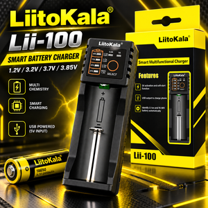 Зарядное устройство LiitoKala Lii-100 Smart для аккумуляторов 1.2V 3.2V 3.7V 3.85V (AA, AAA, <span class=keywords><strong>18650</strong></span>, <span class=keywords><strong>26650</strong></span>, NiMH, Li-ion, <span class=keywords><strong>LiFePO4</strong></span>) оптом - Product Image 4