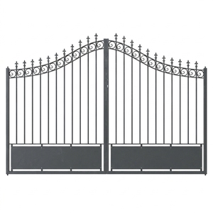 Portail double battant traditionnel en fer forgé, largeur 5000 mm, hauteur 3000 mm, revêtement poudré, durable, usage extérieur, commande manuelle KHP - Product Image 1