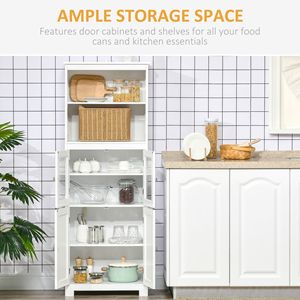 63\" White 4-Door <b>Pantry</b> Storage <b>Kitchen</b> Hutch Cabinet with Adjustable Shelf Dining Room Organizer - Product Image 4