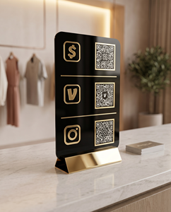 Panneau QR Code Social Media en Acrylique Premium – Logo de Menu Noir Élégant avec Base Miroir pour le Commerce de Détail - Product Image 5