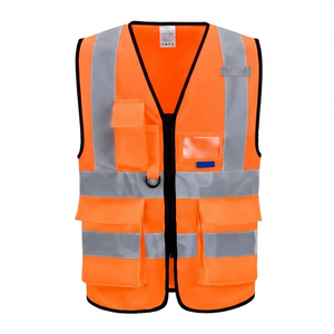 Gilet de sécurité unisexe en polyester haute visibilité avec logo personnalisé, certifié CE, conception respirante en maille et bandes réfléchissantes - Product Image 1