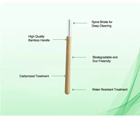 Brosse à dents interdentaire et cure-dents en bambou écologiques et souples avec poils en acier inoxydable pour adultes