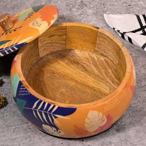 Casserole en bois classique avec poignée en bois d'acacia et couvercle en bois, extérieur poli écologique, diamètre 20 cm - Product Image 6