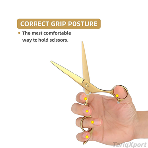 Tijeras Profesionales de Belleza y Barbería 4Cr13 con Puntas de Cuchilla Afiladas Chapadas en Oro, Acero Inoxidable, Ligeras, Plegables, para Diestros - Product Image 6