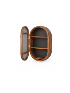 Oval <b>Wall</b>-Mounted Wooden Bathroom Cabinet <b>with</b> <b>Mirror</b> Door Minimalist Design for <b>Storage</b> bathroom House Apartment and Hotel - Product Image 3