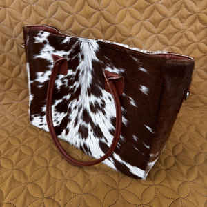 Bolso tote de cuero vacuno con pelo, hecho a mano, para mujer, estilo western, bolso de hombro, gran capacidad, LHTB-0058 - Product Image 5
