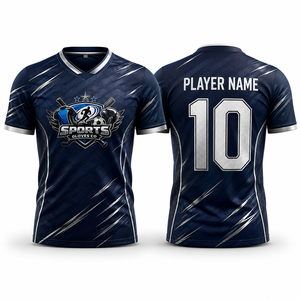 Camiseta de Fútbol Personalizada con Nombre y Número del Jugador, Tela de Poliéster de Micro Malla, Impresión por Sublimación, Corte Atlético, de Fábrica - Product Image 1