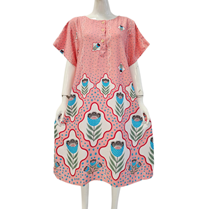 Vêtements de nuit pour femmes, imprimé floral, col rond, manches trois quarts, longueur complète, ample, été, rayonne, décontracté, respirant, tissu non tissé doux - Product Image 1