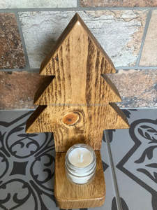 <b>Christmas</b> <b>Candle</b> Holder Xmas <b>Tree</b> Design Pure Wooden Scented Glass <b>Candle</b> Holder Stand for Holiday Home Decors - Product Image 2