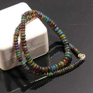 925 <b>Sterling</b> <b>Silver</b> Black Ethiopian Opal Necklace with 3mm Rondelle <b>Beads</b> Quality Lock Shape Rondelle - Product Image 4