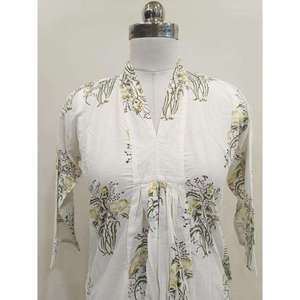 Vestido Maxi Floral Blanco Llamativo para Mujer, Vestido Casual con Cuello en V, Vestido Estampado de Algodón Estilo Boho, Proveedor de Vestidos de Moda - Product Image 2