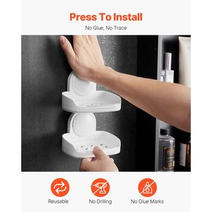 Doppio strato ventosa portasapone con vassoio di scarico comodo accessorio doccia - Product Image 2