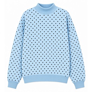 เสื้อสเวตเชิ้ตผู้หญิงทรงโอเวอร์ไซส์ลายจุด คอเต่า แขนยาว ผ้าฝ้าย 100% ระบายอากาศได้ดี นุ่ม สวมใส่สบาย ทรงหลวม เหมาะสำหรับฤดูหนาว/ฤดูใบไม้ร่วง - Product Image 5