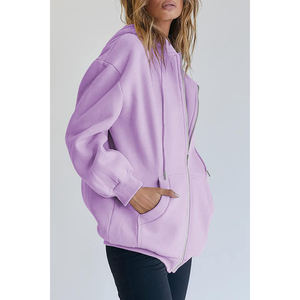 Sweat-shirt à col rond surdimensionné pour femmes, couleur unie, manches longues, tricoté, 100% coton, respirant, vêtements décontractés d'automne - Product Image 5