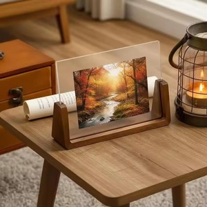 Luxury Walnut Wood <b>Photo</b> <b>Frame</b> <b>Double</b> <b>Sided</b> Clear Acrylic Picture Display Solid Wood Base Portrait Stand <b>Photo</b> <b>Frame</b> wall decor - Product Image 3