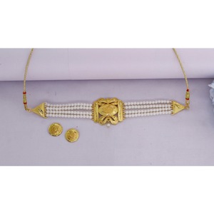 Collar con pendientes Conjunto de joyería Latón puro chapado en oro Alta calidad Emiratos Árabes Unidos Collar indio Diseño Collar Conjunto de joyería - Product Image 2