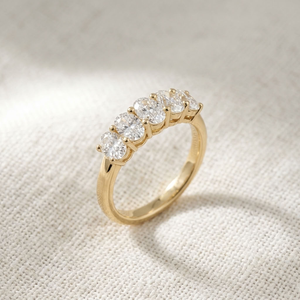 Bague en or 18 carats avec cinq pierres ovales cultivées en laboratoire, bague en diamant pour femme, cadeau d'anniversaire de mariage - Product Image 2