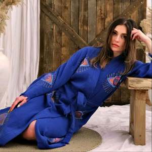 Robe de Chambre en Coton Imprimé de Luxe, Peignoir Kimono Bohème pour Femme, Robe de Plage en Coton, Nouvelle Collection Été, Idéale pour les Vacances - Product Image 4