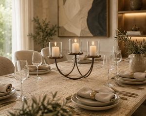 Support de bougie en métal à 3 bras avec abat-jour en verre, support de bougie décoratif pour la décoration de la maison, centre de table - Product Image 2