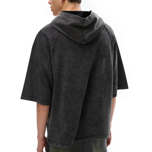 Sweat-shirt à capuche personnalisé avec logo OEM, design tendance, coupe ample, couleur unie, effet délavé, printemps et automne, 100% coton - Product Image 2